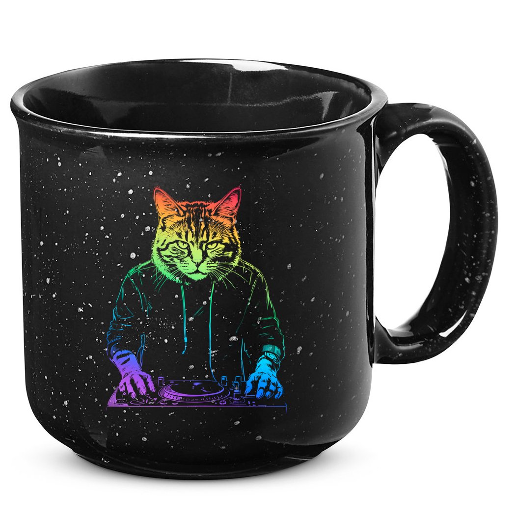 Neon Cat Dj 15oz Campfire Ceramic Mug