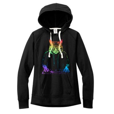 Neon Cat Dj Women's Fleece Hoodie