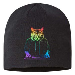 Neon Cat Dj Sustainable Beanie