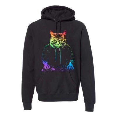 Neon Cat Dj Premium Hoodie