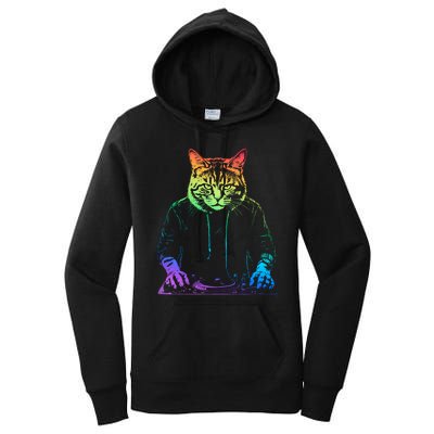 Neon Cat Dj Women's Pullover Hoodie