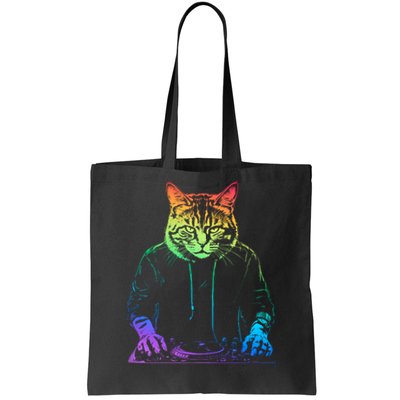 Neon Cat Dj Tote Bag