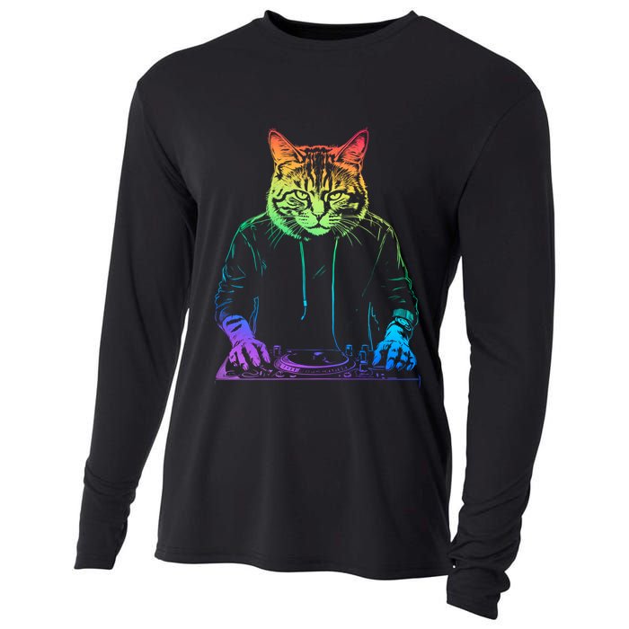 Neon Cat Dj Cooling Performance Long Sleeve Crew