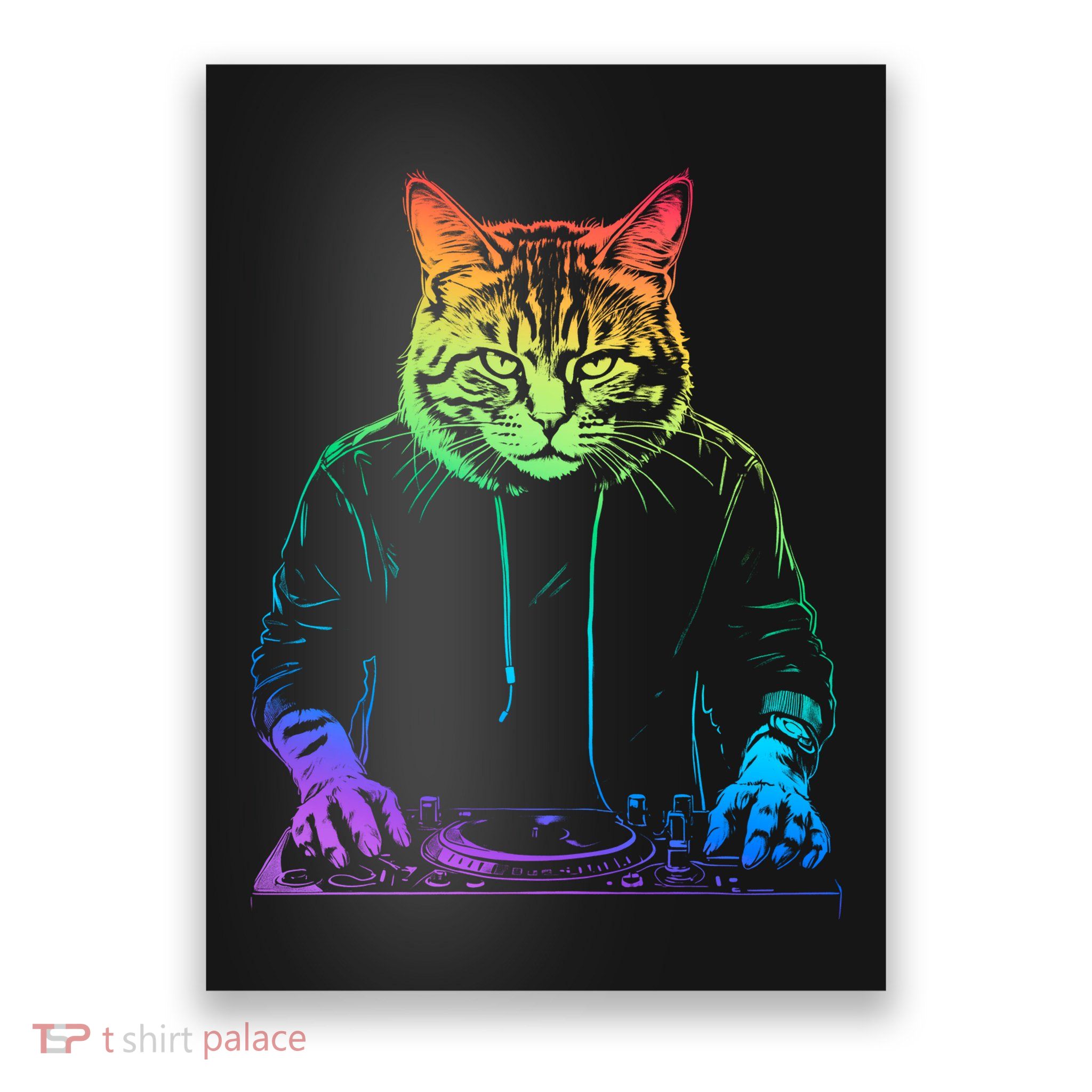 Neon Cat Dj Poster