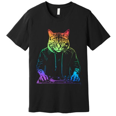 Neon Cat Dj Premium T-Shirt