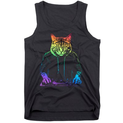 Neon Cat Dj Tank Top