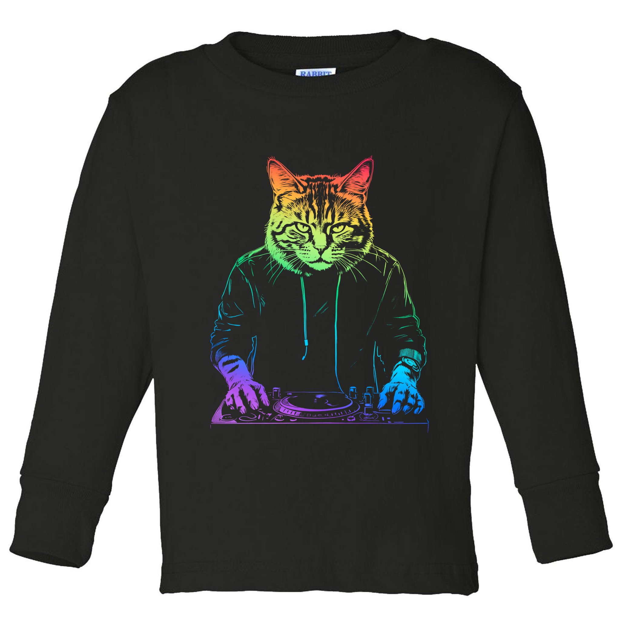 Neon Cat Dj Toddler Long Sleeve Shirt