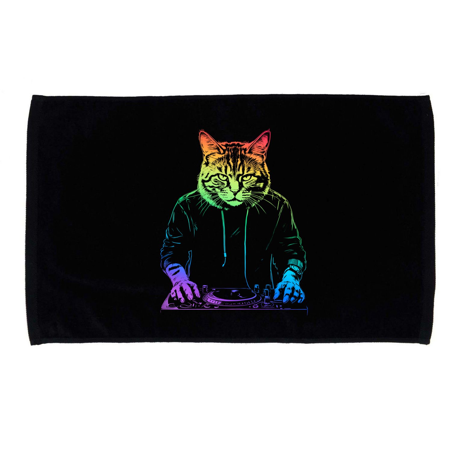 Neon Cat Dj Microfiber Hand Towel