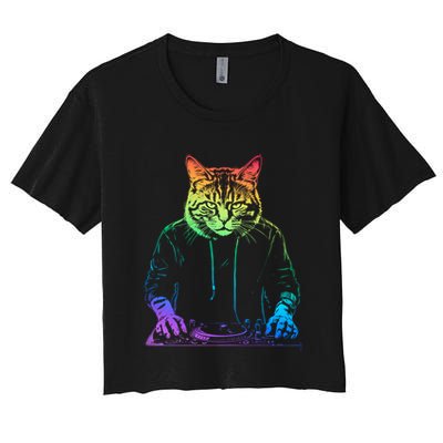 Neon Cat Dj Crop Top