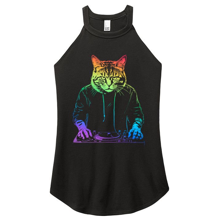 Neon Cat Dj Women's Perfect Tri Rocker Tank