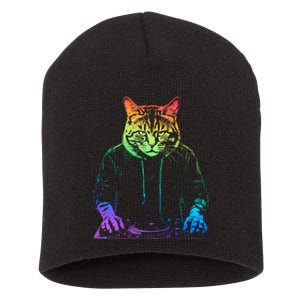 Neon Cat Dj Short Acrylic Beanie