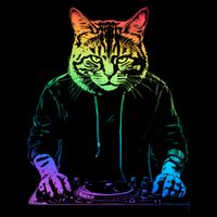 Neon Cat Dj Short Acrylic Beanie