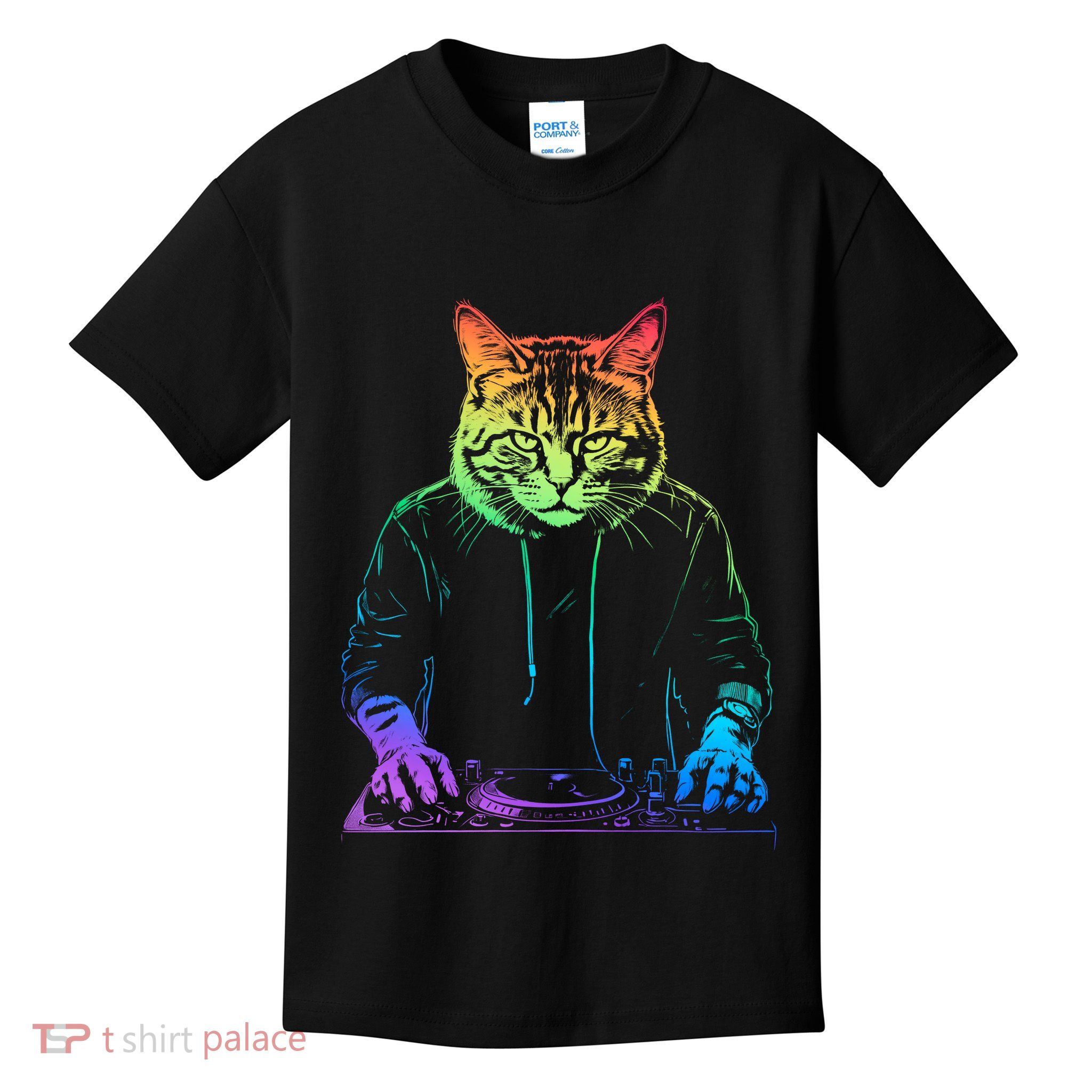 Neon Cat Dj Kids T-Shirt