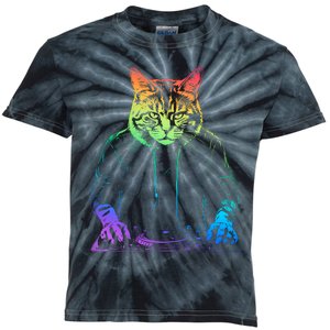 Neon Cat Dj Kids Tie-Dye T-Shirt