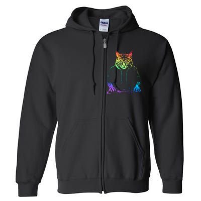 Neon Cat Dj Full Zip Hoodie