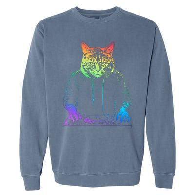 Neon Cat Dj Garment-Dyed Sweatshirt