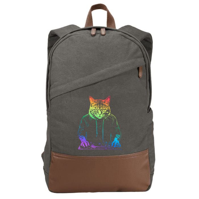 Neon Cat Dj Cotton Canvas Backpack
