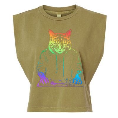 Neon Cat Dj Garment-Dyed Women's Muscle Tee