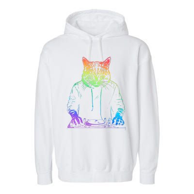 Neon Cat Dj Garment-Dyed Fleece Hoodie