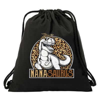 Nanasaurus Cool Dino T Rex Leopard Funny Mothers Day Grandma Drawstring Bag