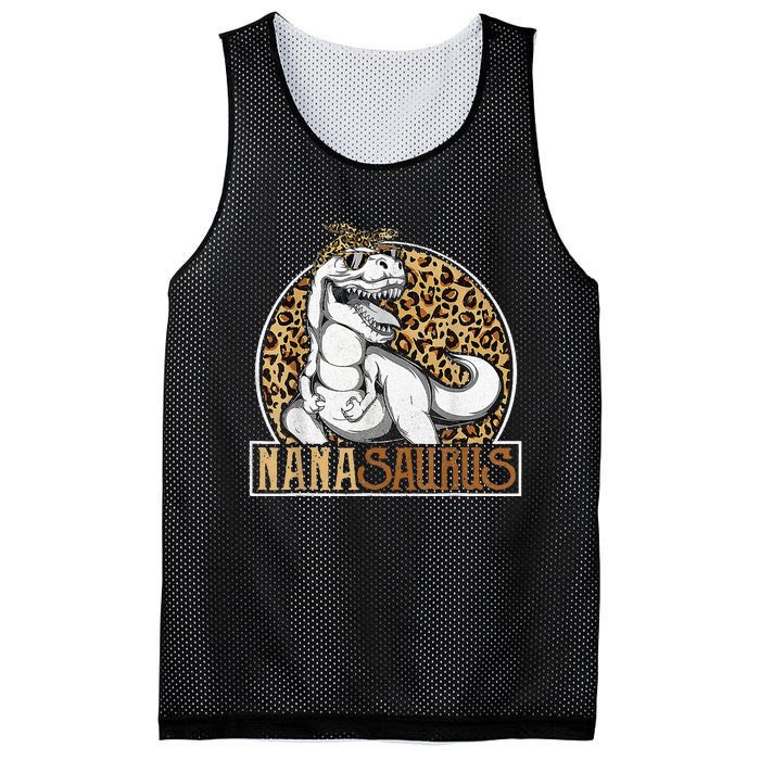 Nanasaurus Cool Dino T Rex Leopard Funny Mothers Day Grandma Mesh Reversible Basketball Jersey Tank