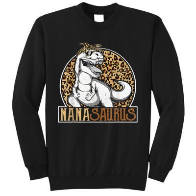 Nanasaurus Cool Dino T Rex Leopard Funny Mothers Day Grandma Tall Sweatshirt