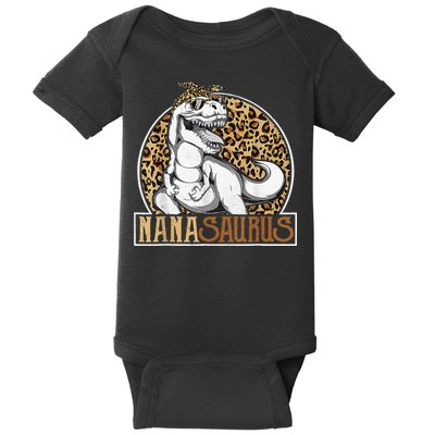 Nanasaurus Cool Dino T Rex Leopard Funny Mothers Day Grandma Baby Bodysuit