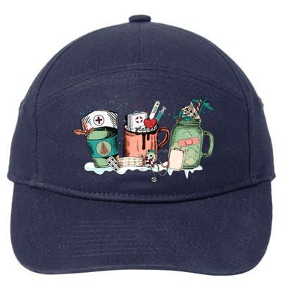 Nurse Christmas Drinks Latte Pills Jar Stethoscope Funny Graphic Oversized 7-Panel Snapback Hat