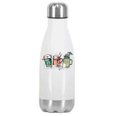 Nurse Christmas Drinks Latte Pills Jar Stethoscope Funny Graphic Oversized Stainless Steel Insulated Water Bottle