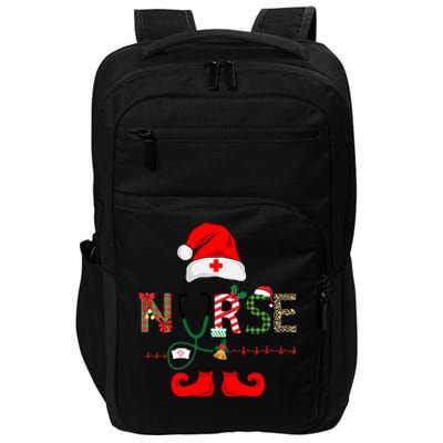 Nurse Christmas Elf Leopard Plaid Design Gift Impact Tech Backpack