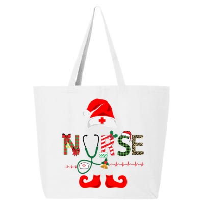 Nurse Christmas Elf Leopard Plaid Design Gift 25L Jumbo Tote