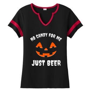 No Candy For Me Just Beer Funny Halloween Ladies Halftime Notch Neck Tee