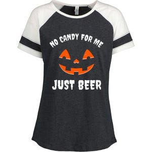 No Candy For Me Just Beer Funny Halloween Enza Ladies Jersey Colorblock Tee