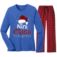 Nini Claus Funny Santa Claus Matching Family Pajamas Great Gift Women's Long Sleeve Flannel Pajama Set 