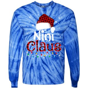 Nini Claus Funny Santa Claus Matching Family Pajamas Great Gift Tie-Dye Long Sleeve Shirt