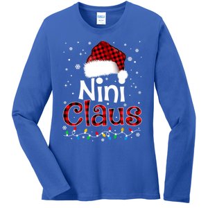 Nini Claus Funny Santa Claus Matching Family Pajamas Great Gift Ladies Long Sleeve Shirt