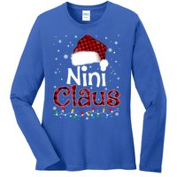 Nini Claus Funny Santa Claus Matching Family Pajamas Great Gift Ladies Long Sleeve Shirt