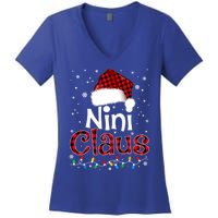 Nini Claus Funny Santa Claus Matching Family Pajamas Great Gift Women's V-Neck T-Shirt