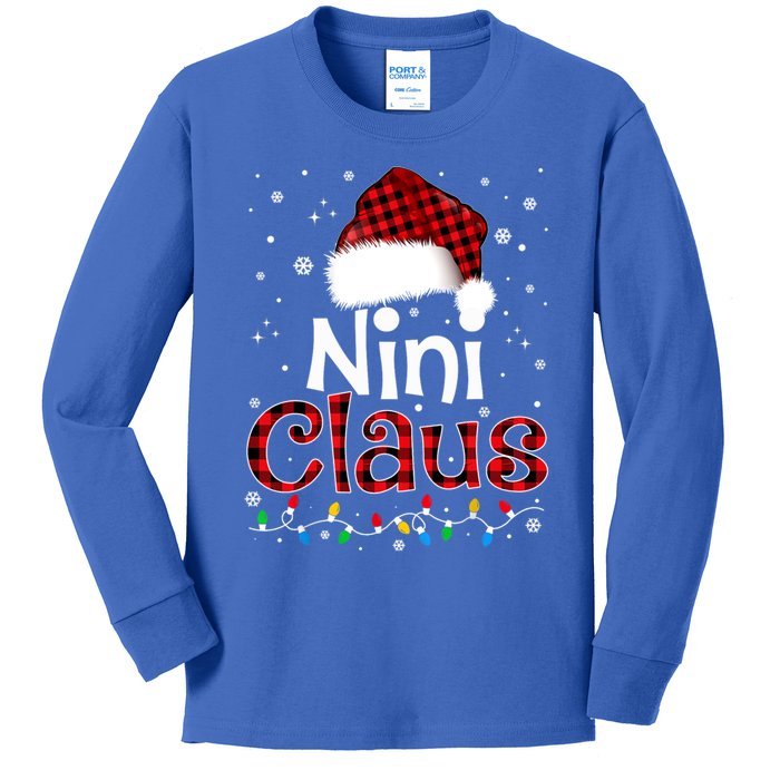 Nini Claus Funny Santa Claus Matching Family Pajamas Great Gift Kids Long Sleeve Shirt