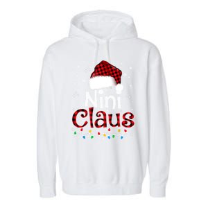 Nini Claus Funny Santa Claus Matching Family Pajamas Great Gift Garment-Dyed Fleece Hoodie