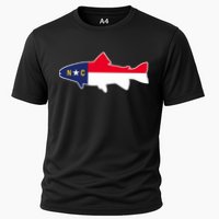 North Carolina Flag with Trout Fish Cooling Performance Crew T-Shirt