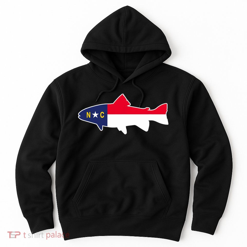 North Carolina Flag with Trout Fish Hoodie
