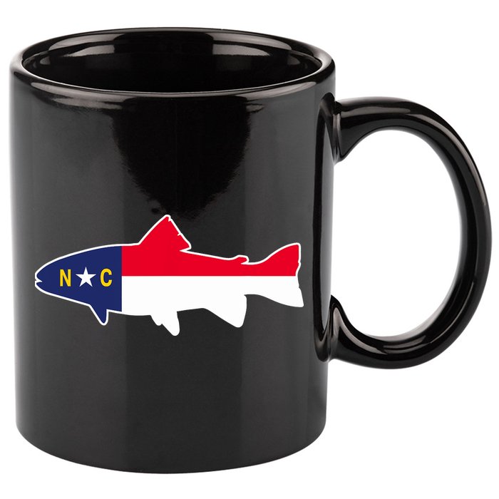 North Carolina Flag with Trout Fish 11oz C Handle Ceramic Mug