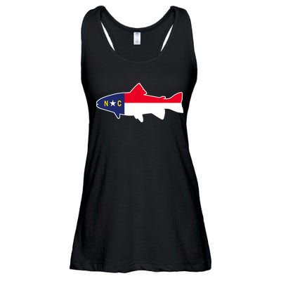 North Carolina Flag with Trout Fish Ladies Essential Flowy Tank