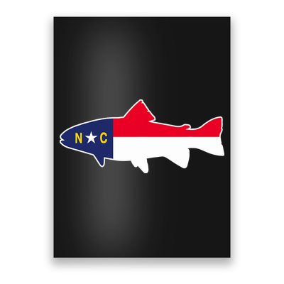 North Carolina Flag with Trout Fish Poster