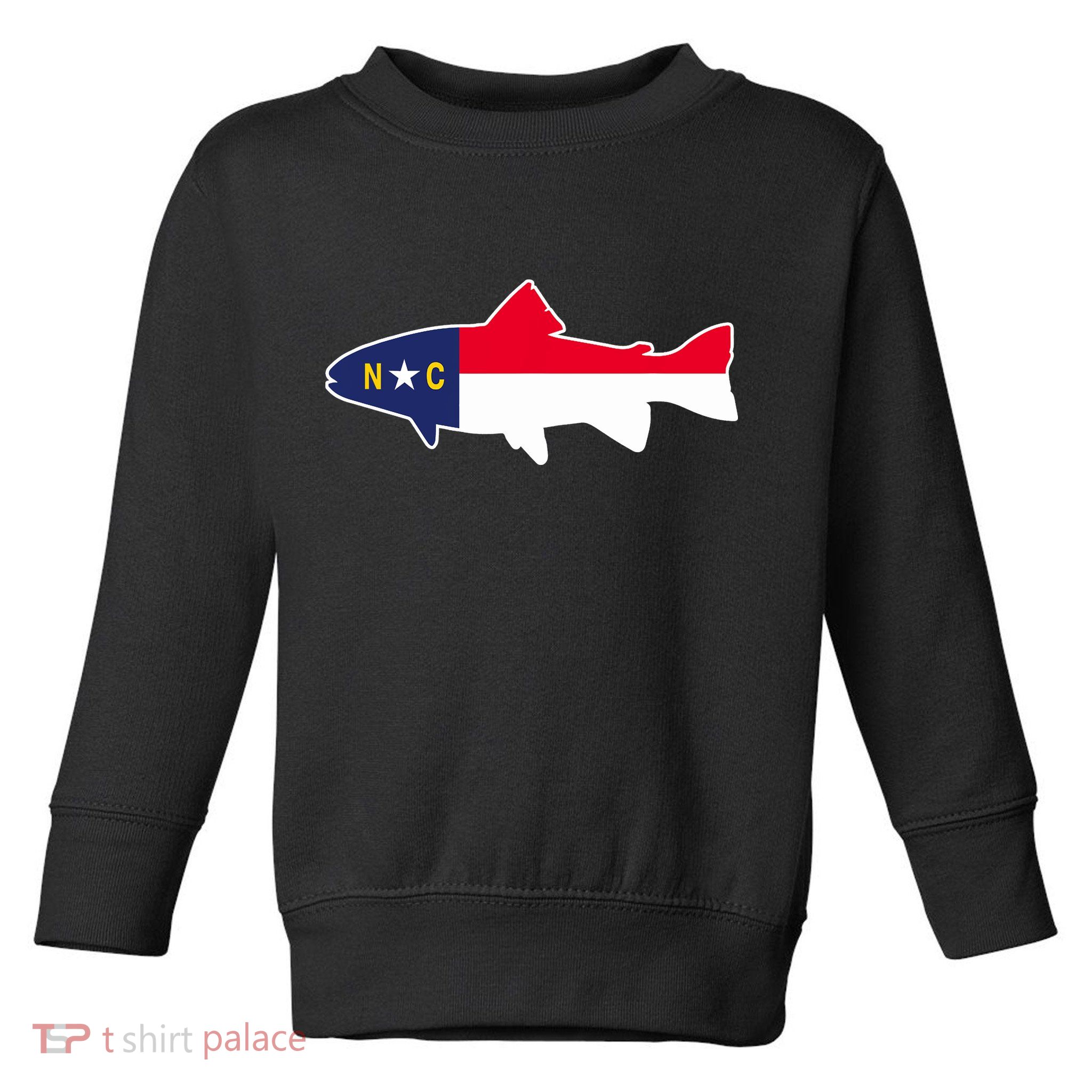 North Carolina Flag with Trout Fish Toddler Sweatshirt