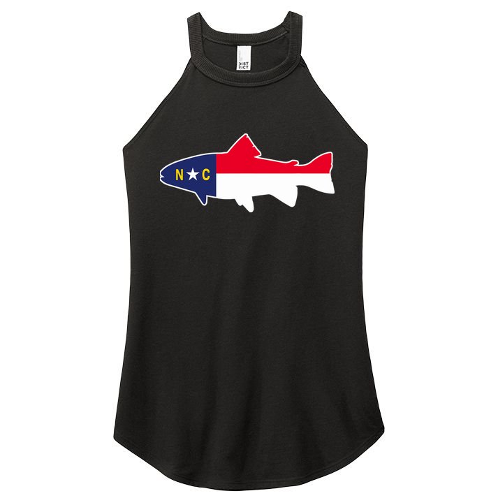 North Carolina Flag with Trout Fish Women's Perfect Tri Rocker Tank
