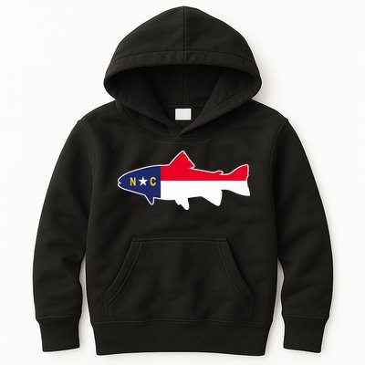 North Carolina Flag with Trout Fish Kids Hoodie