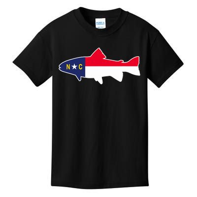 North Carolina Flag with Trout Fish Kids T-Shirt