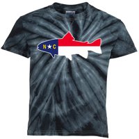 North Carolina Flag with Trout Fish Kids Tie-Dye T-Shirt